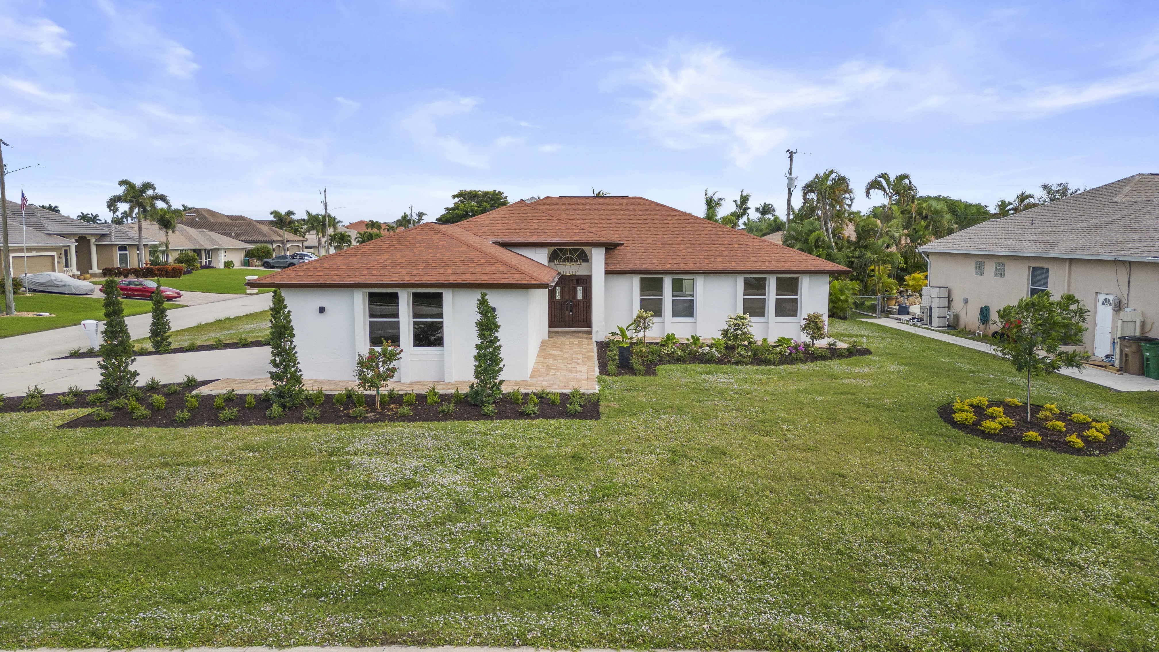Aerial drone photography Cape Coral canal homes
