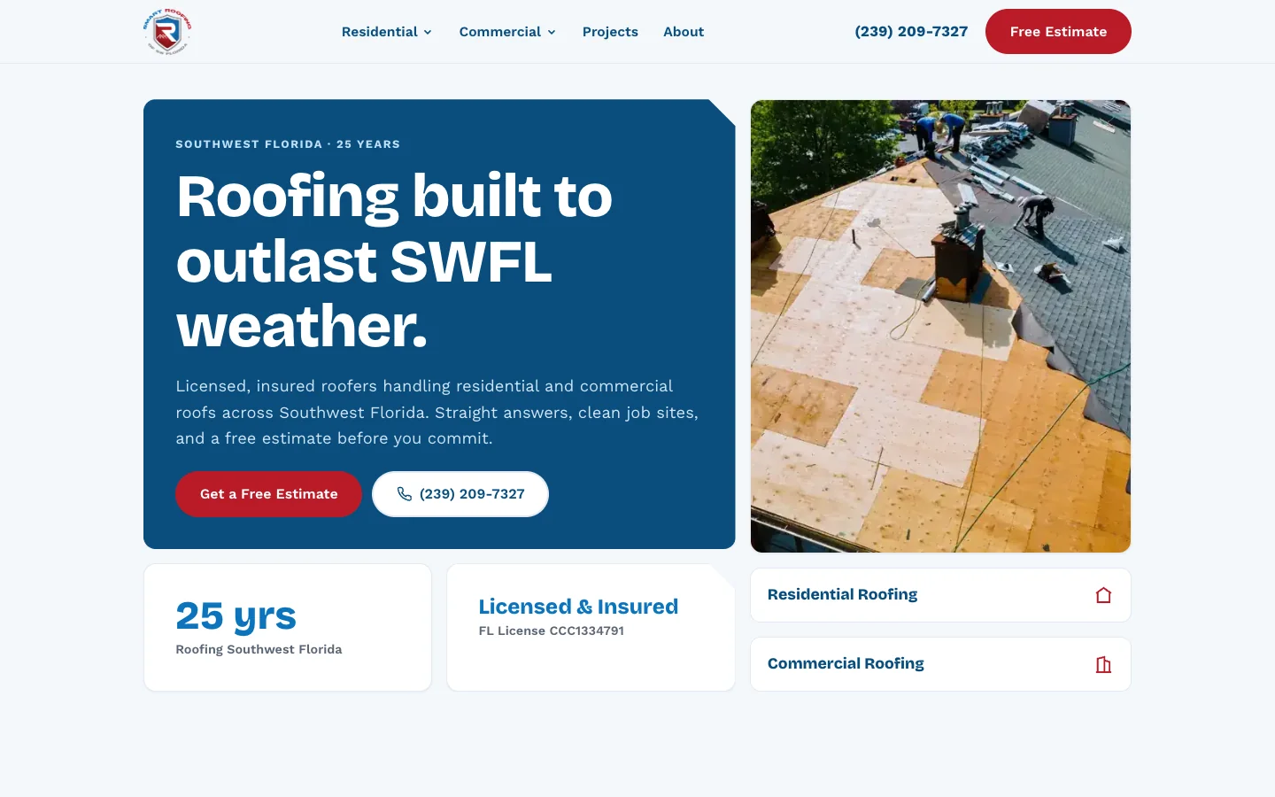 Smart Roofing of SWFL homepage, Roofing built to outlast SWFL weather