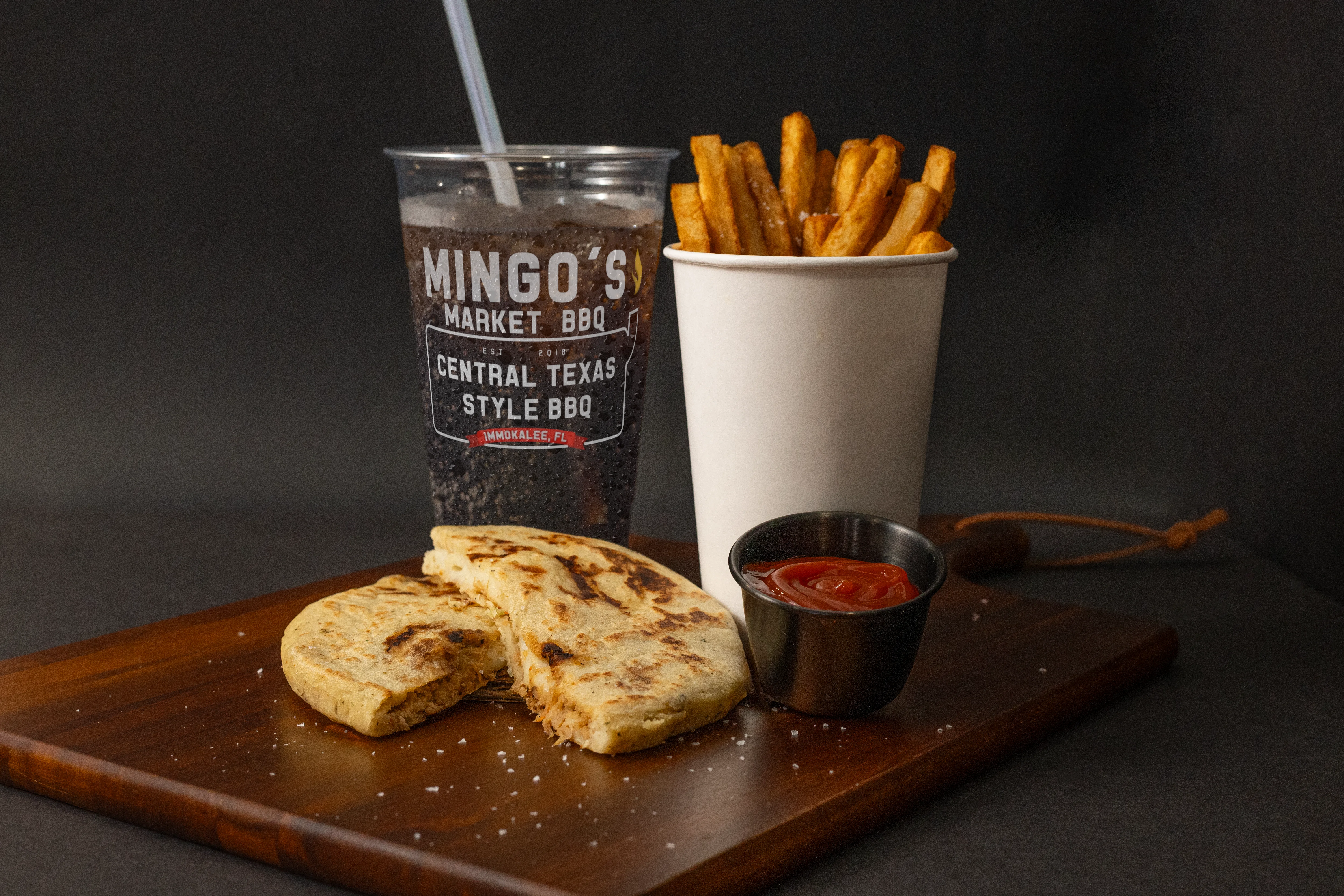 Arepas food photography for local LaBelle BBQ restaurant
